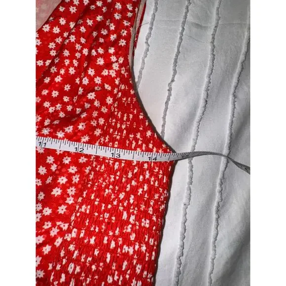 Rebecca Taylor Malia Twist Front Floral Silk Midi Dress Women's 4 Red Garden - Picture 16 of 16